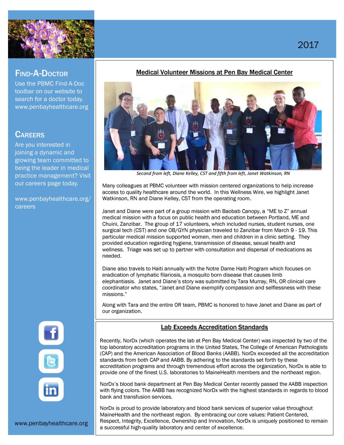 Pen Bay Medical Center Wellness Wire May 2017 by Pen Bay Medical