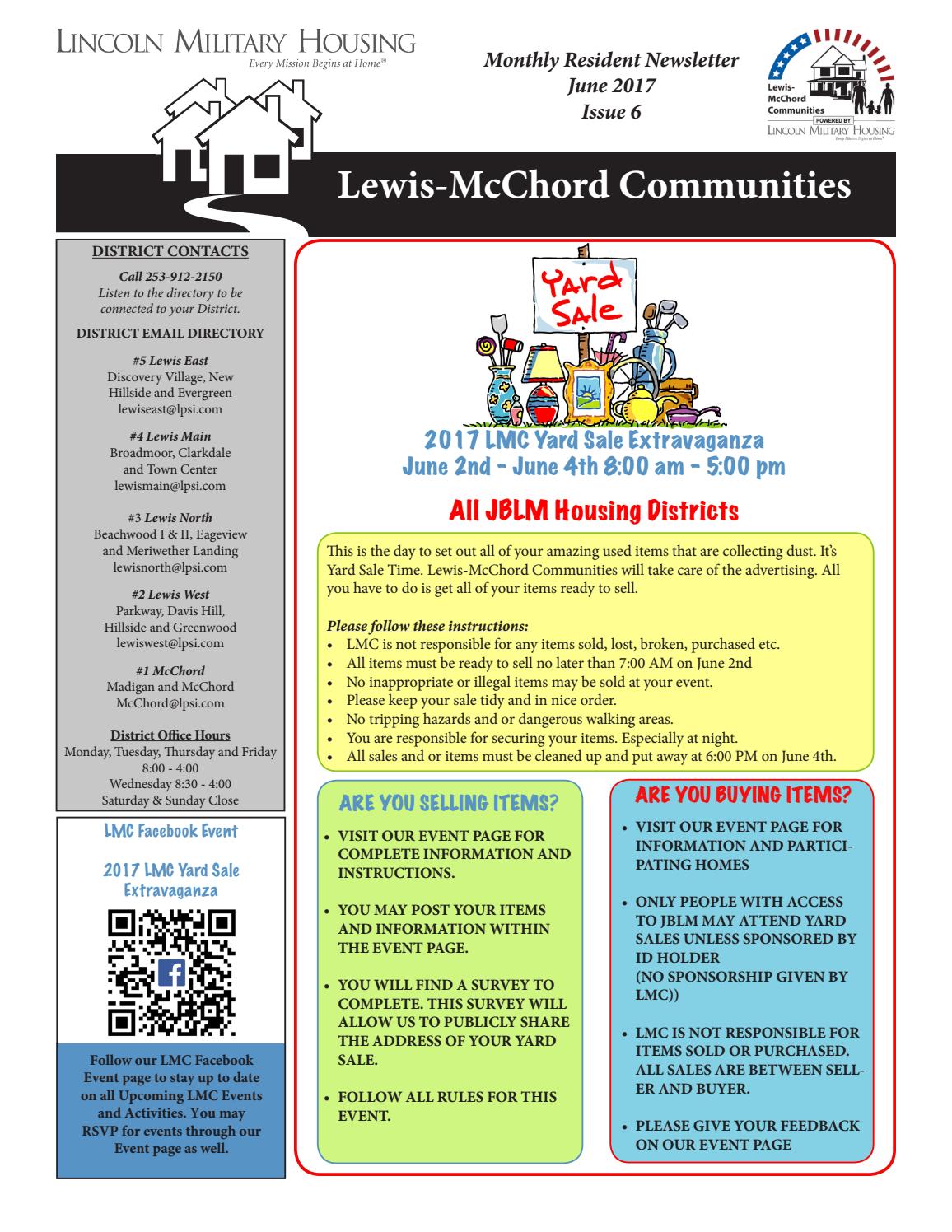 June 2017 Resident Newsletter by Liberty Military Housing at JBLM Issuu