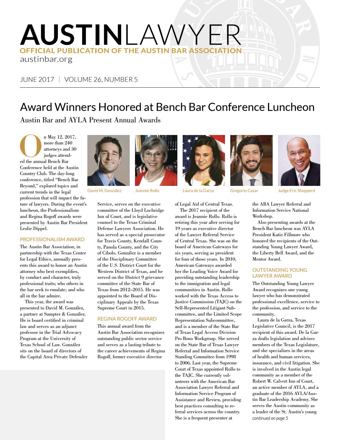 Austin Lawyer, June 2017 by Austin Bar Association Issuu