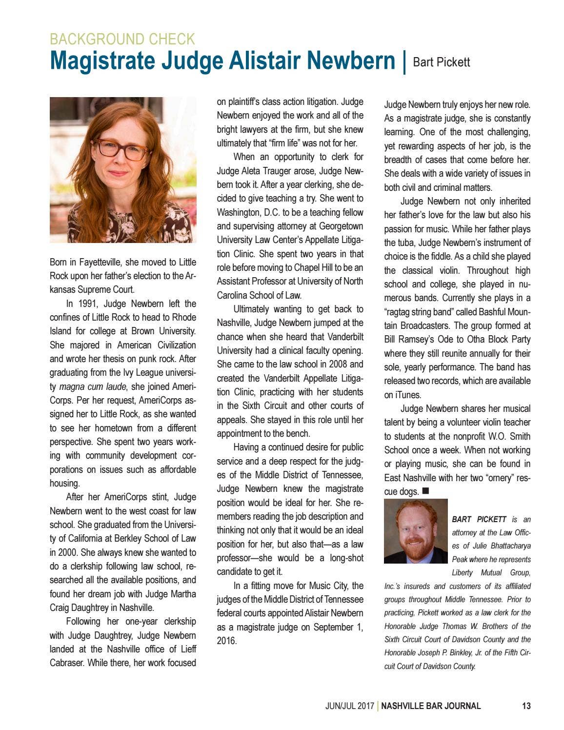 Nashville Bar Journal | June/July 2017 by Nashville Bar Association - Issuu