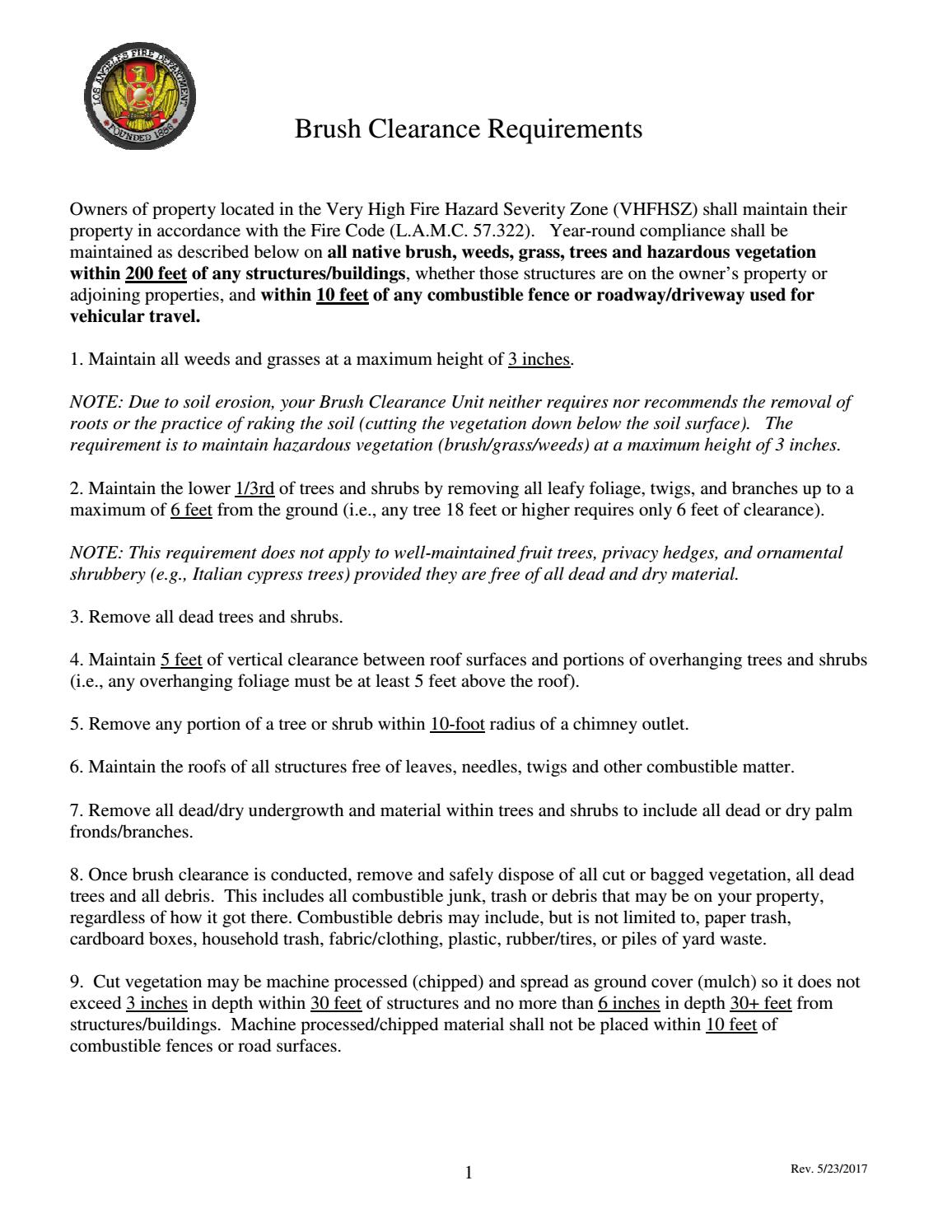 2017 Brush Clearance Requirements by Los Angeles Fire Department Issuu