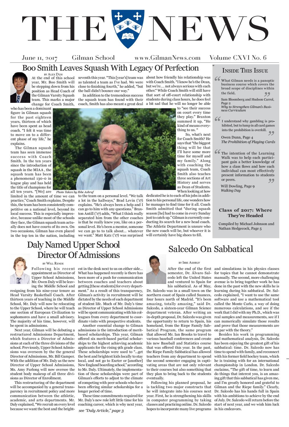 Gilman News 2017 Graduation Issue by Gilman School Issuu