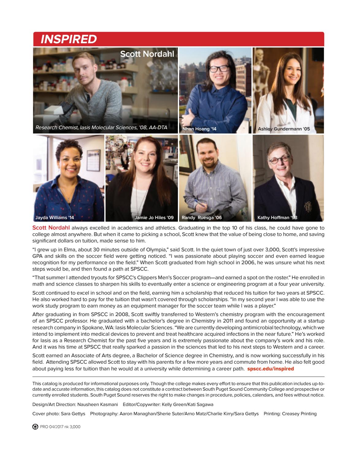 SPSCC College Catalog 201718 by South Puget Sound Community College
