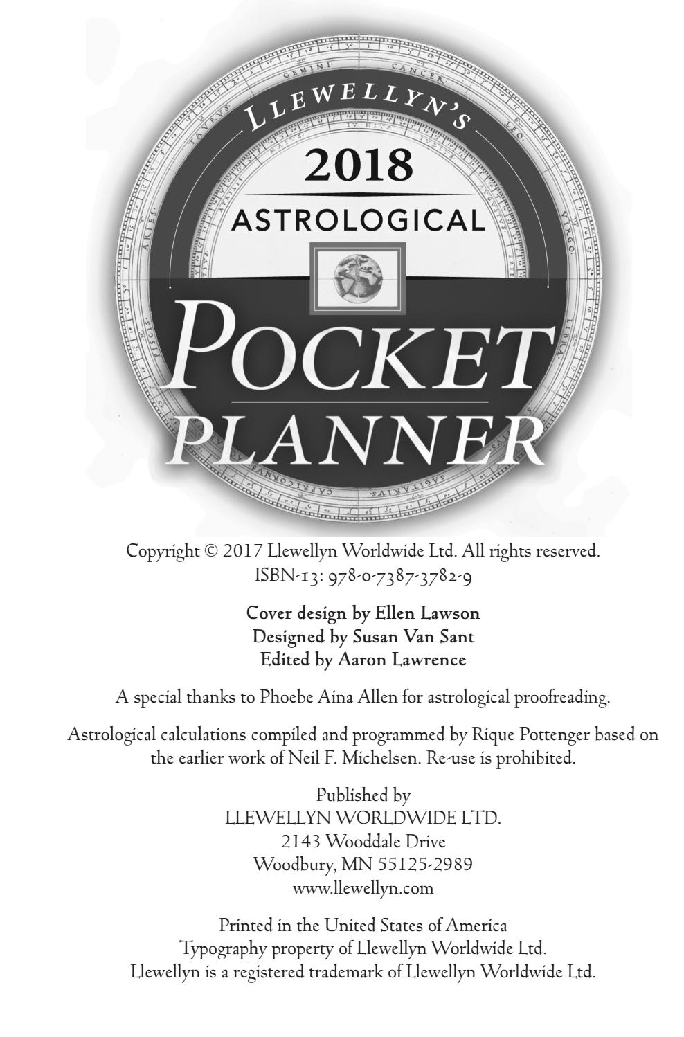 Llewellyn's 2018 Astrological Pocket Planner by Llewellyn Worldwide, LTD. - issuu