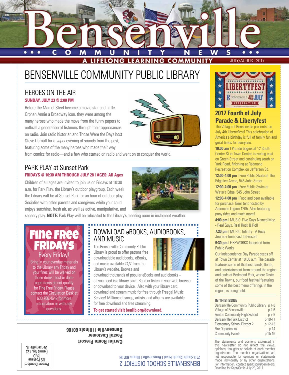 Community Newsletter July / August 2017 by Village of Bensenville Issuu
