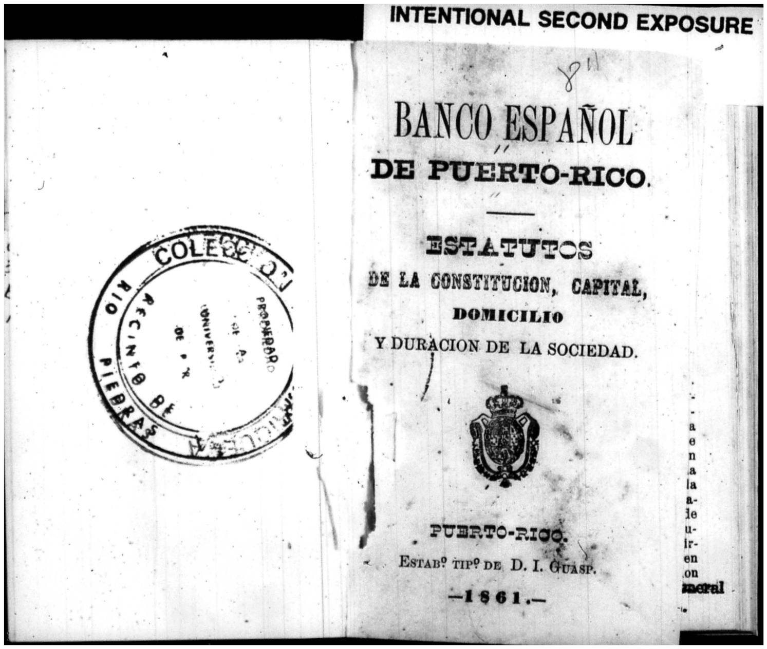 Banco Español de Puerto Rico; Estatutos de la Constitución (1861