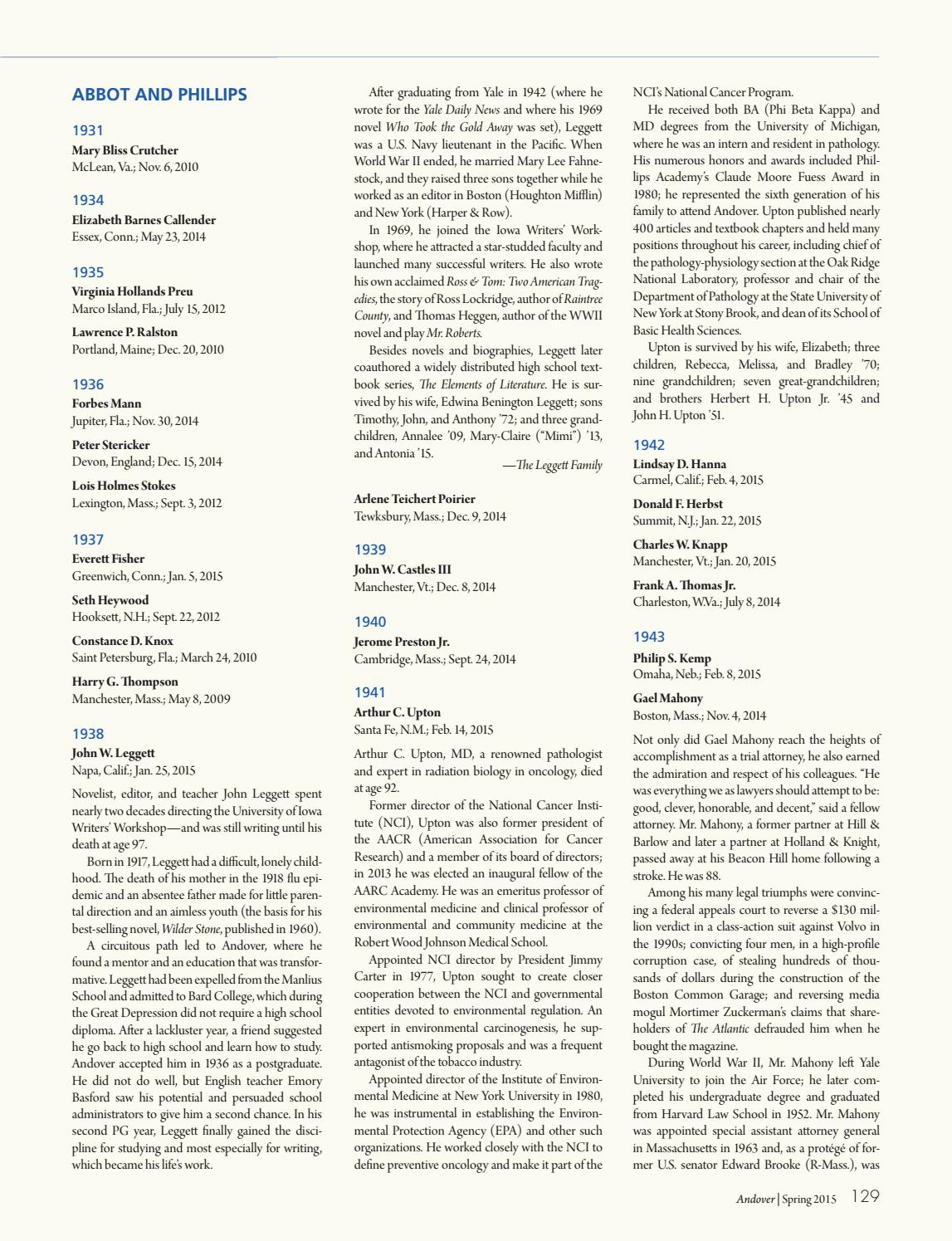 Andover The Magazine Spring 15 By Phillips Academy Issuu