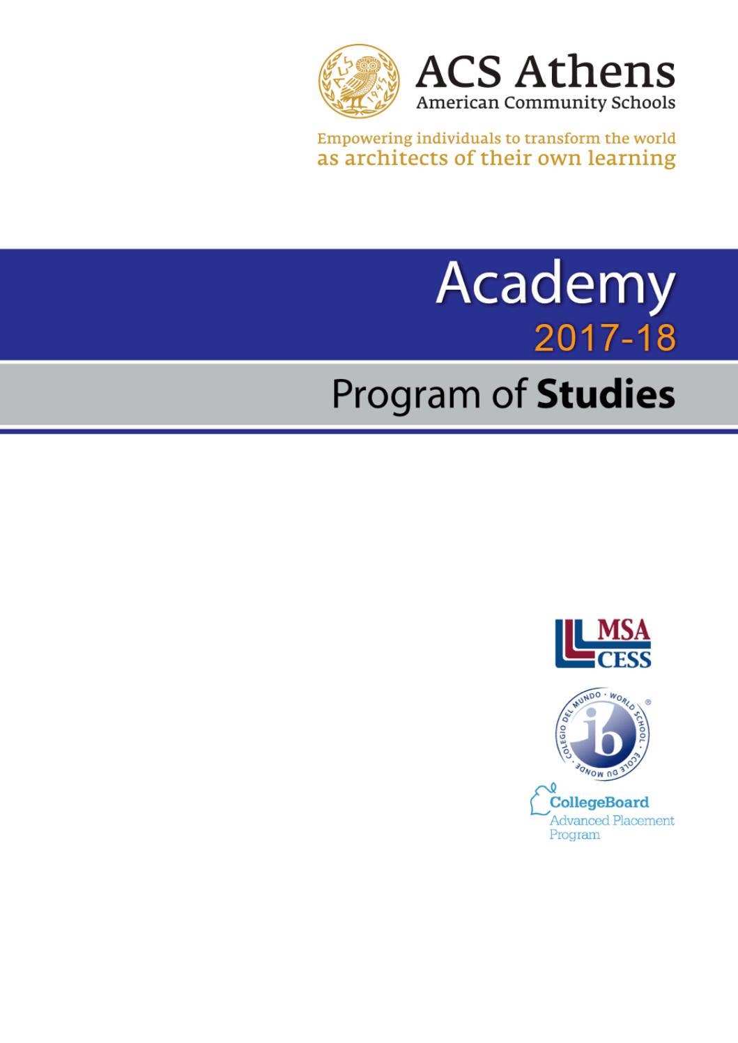 ACS Athens Academy Program of Studies, 2017-18 by ACS Athens - Issuu