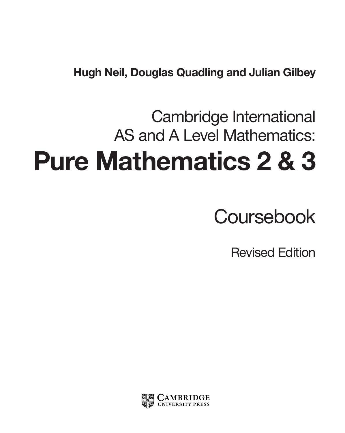 Pure Math 2 Preview Cambridge International AS and A Level Pure Mathematics 2 & 3 ...