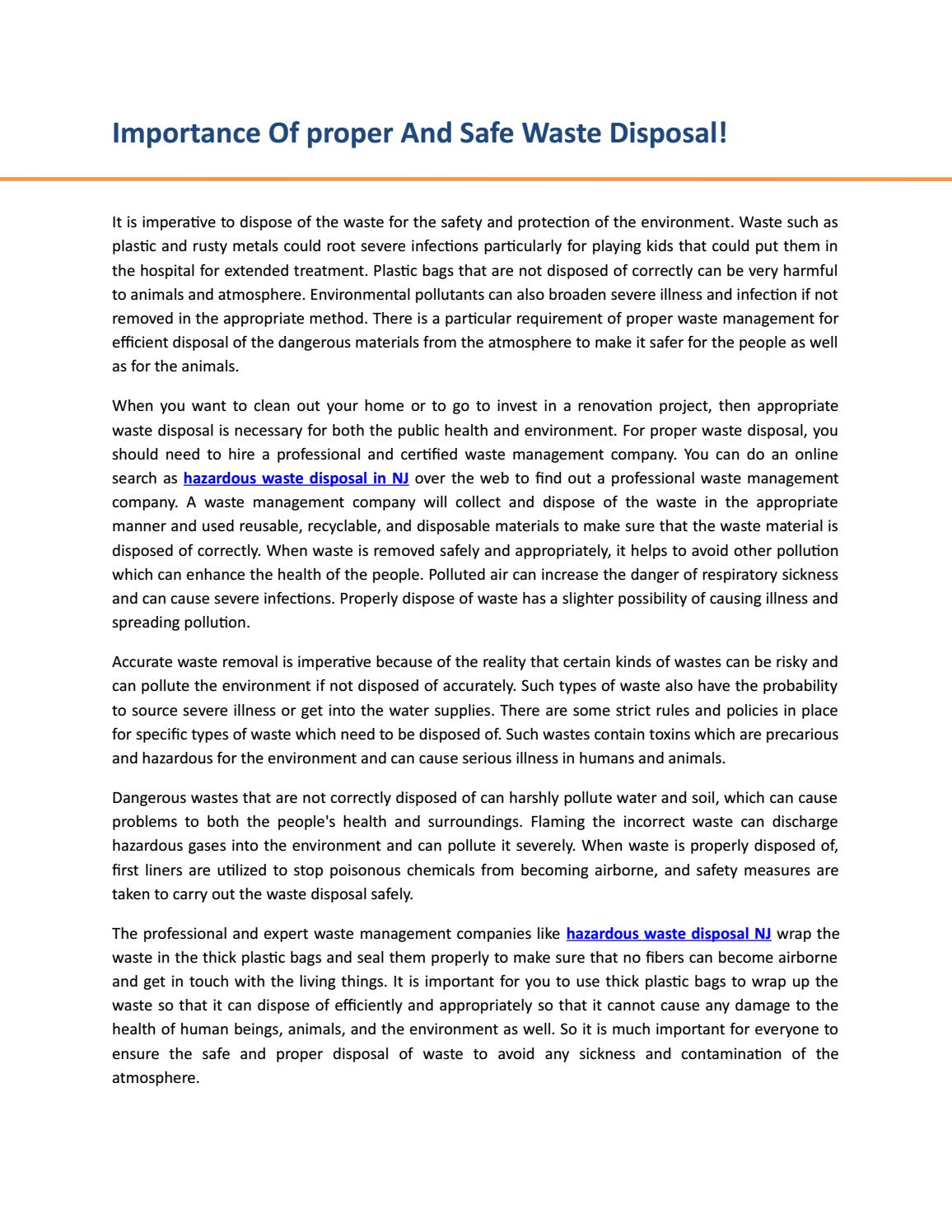 Importance of proper and safe waste disposal by United Safety LLC Issuu