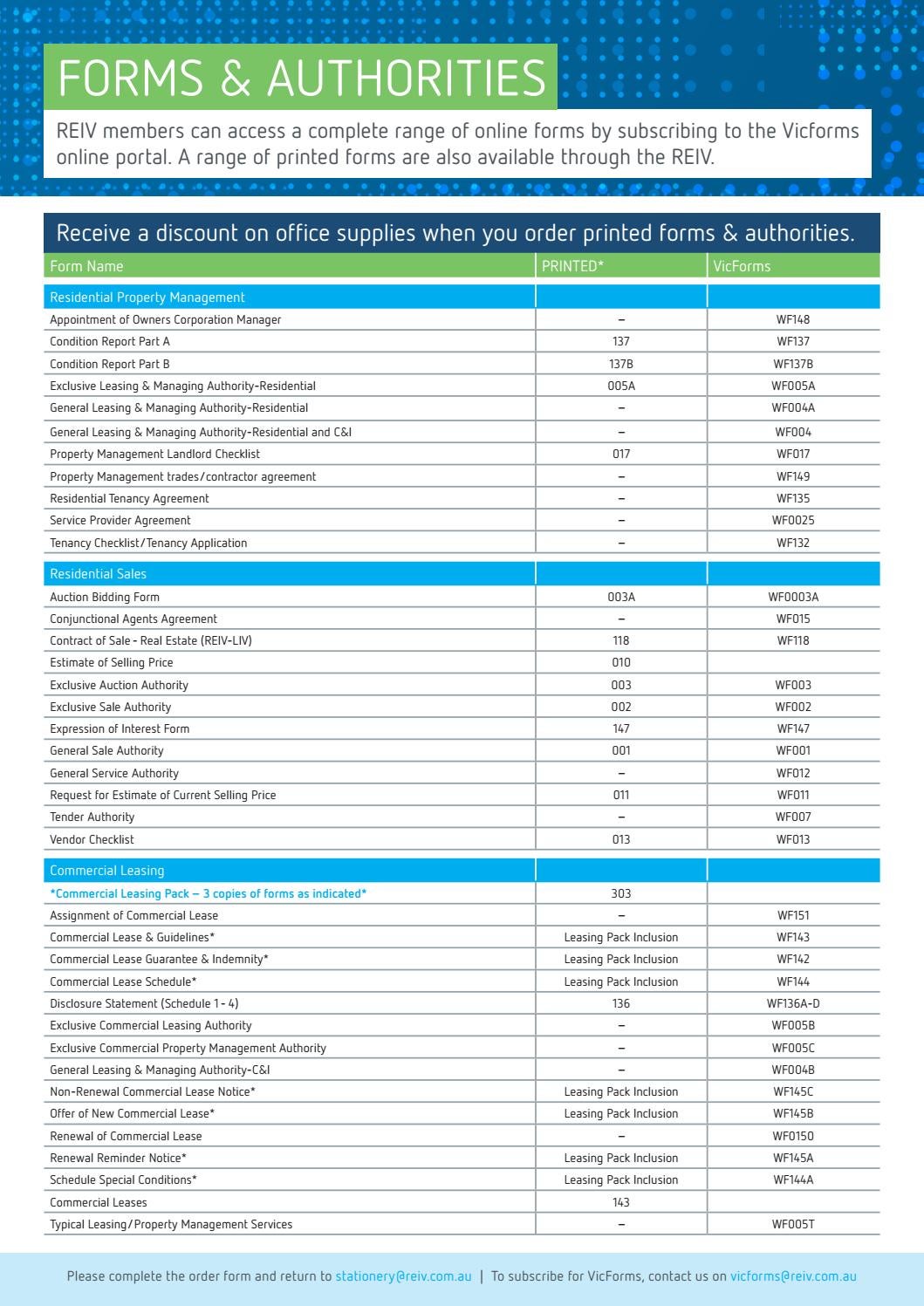REIV Forms & Supplies by Real Estate Institute of Victoria Issuu