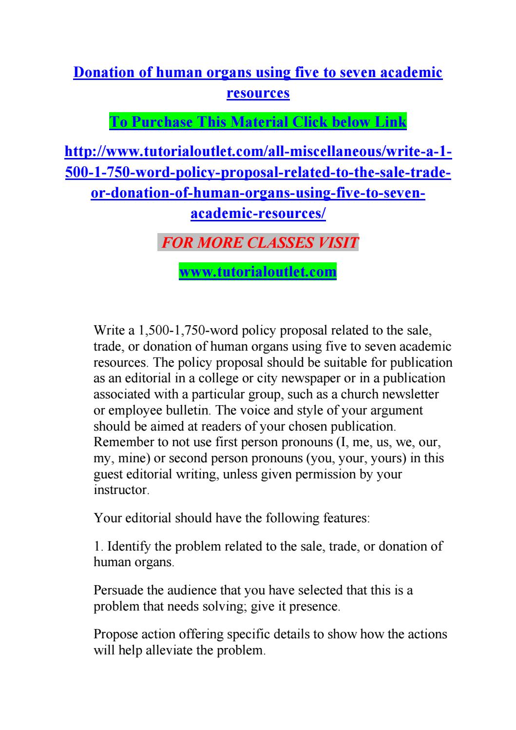 Donation of human organs using five to seven academic resources by