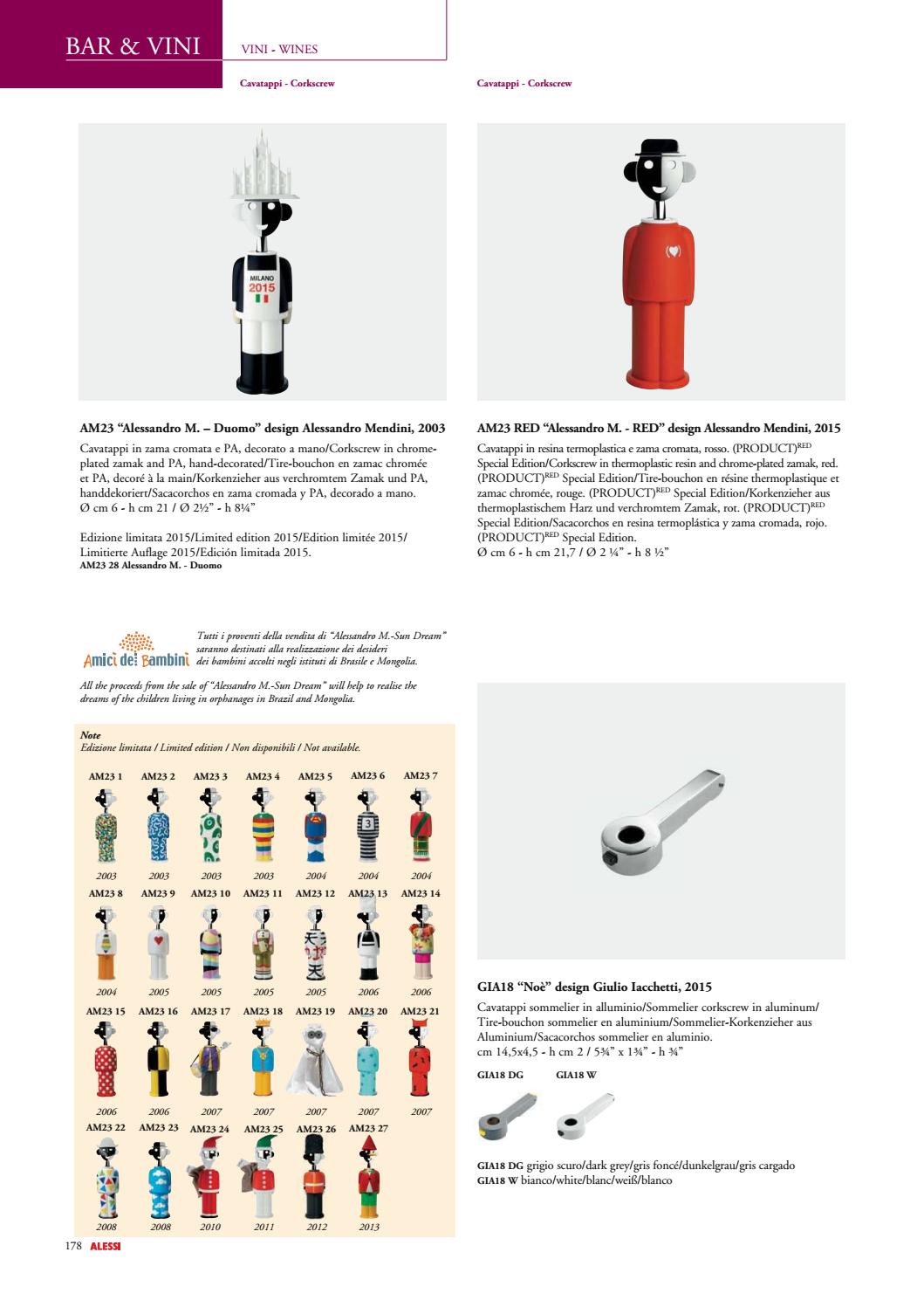 Rosso RED Special Edition Alessi AM23 RED Alessandro M Cavatappi in Resina Termoplastica e Zama Cromata, PRODUCT Rosso RED Special Edition Alessi AM23 RED Alessandro M Cavatappi in Resina Termoplastica e Zama Cromata, PRODUCT