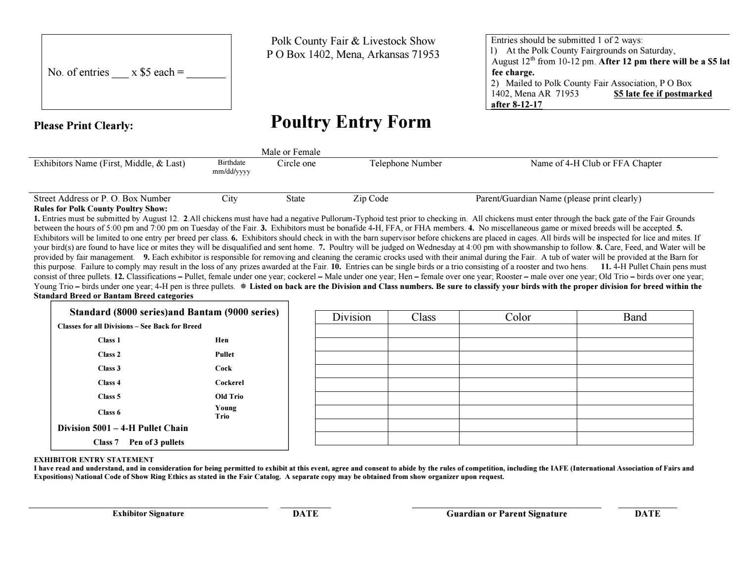 Poultry Entry Form by The Pulse - Issuu