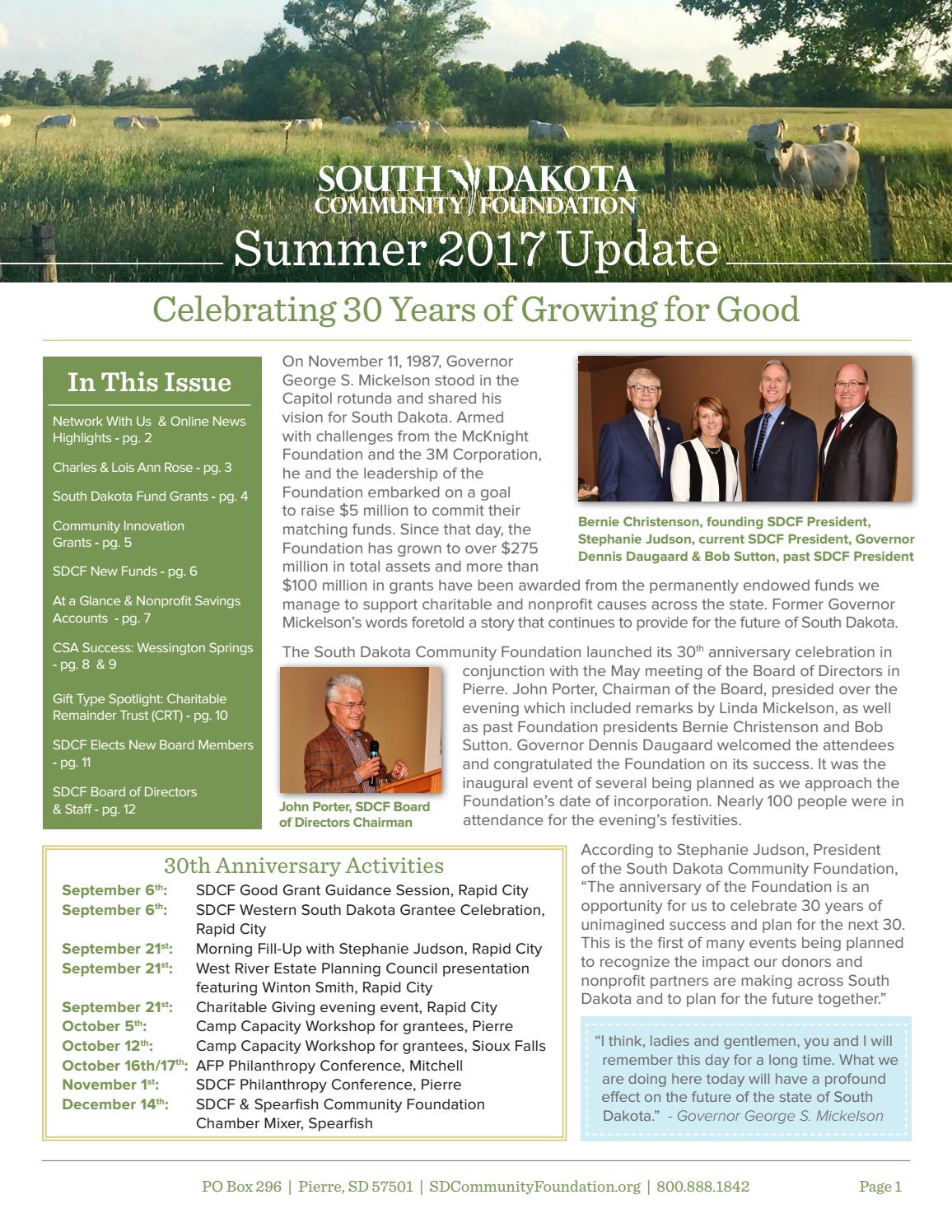 Summer 2017 SDCF Newsletter by South Dakota Community Foundation - Issuu