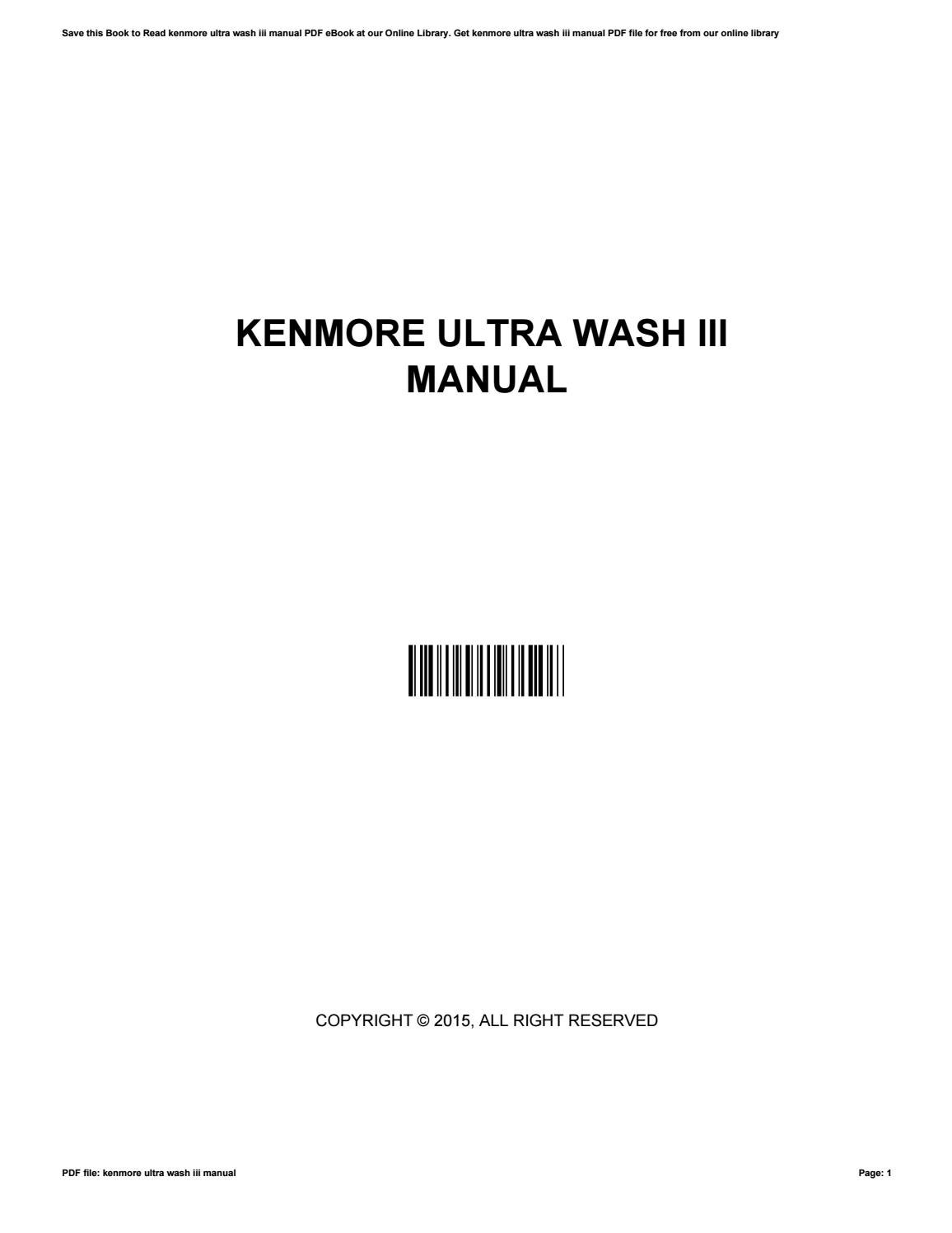 Kenmore ultra wash iii manual by RosaLeong4253 Issuu