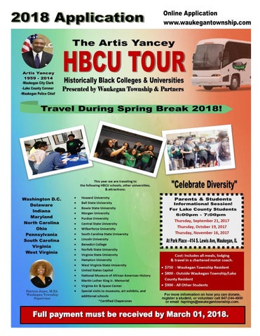 2018 hbcu application by waukegan township issuu college tour flyer