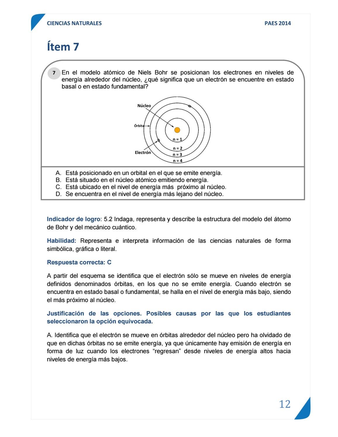 U00cdtems De La Paes 2014 Y Justificaciones De Las Opciones