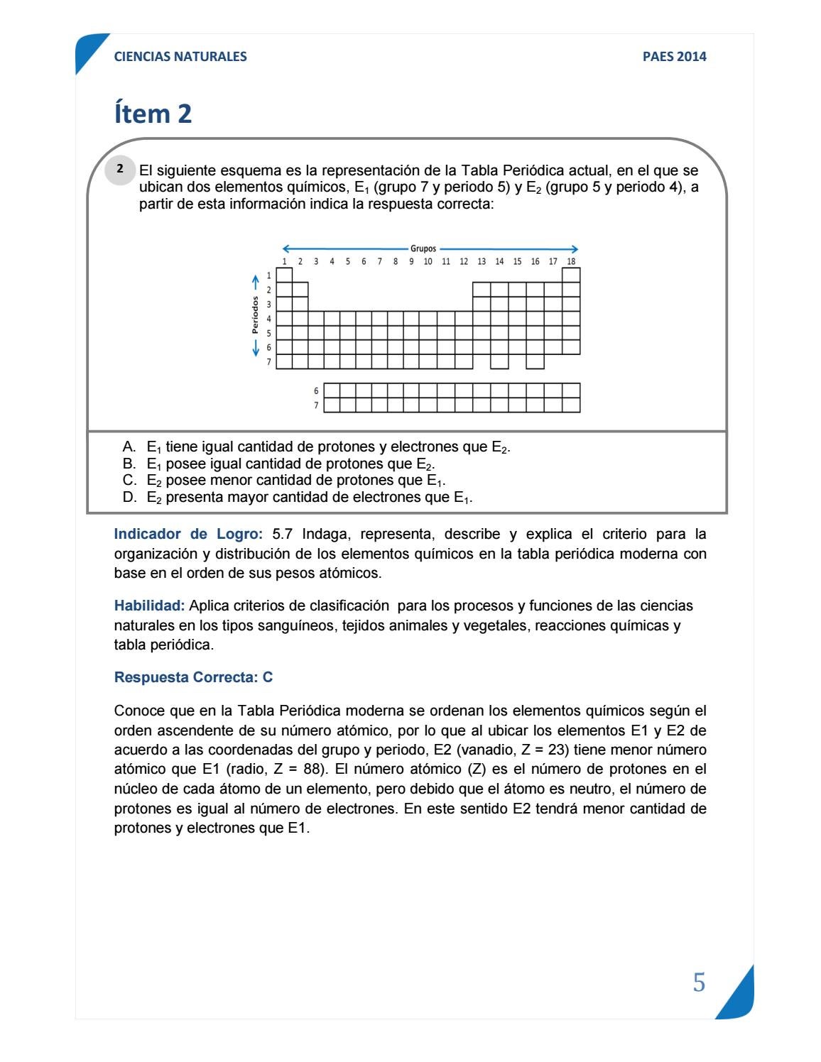 u00cdtems de la paes 2014 y justificaciones de las opciones de repuestas ciencias naturales by arnoldo romero issuu - Tabla Periodica De Los Elementos Quimicos Grupo 5a u00cdtems de la paes 2014 y justificaciones de las opciones de repuestas ciencias naturales by arnoldo romero issuu - Tabla Periodica De Los Elementos Quimicos Grupo 5a