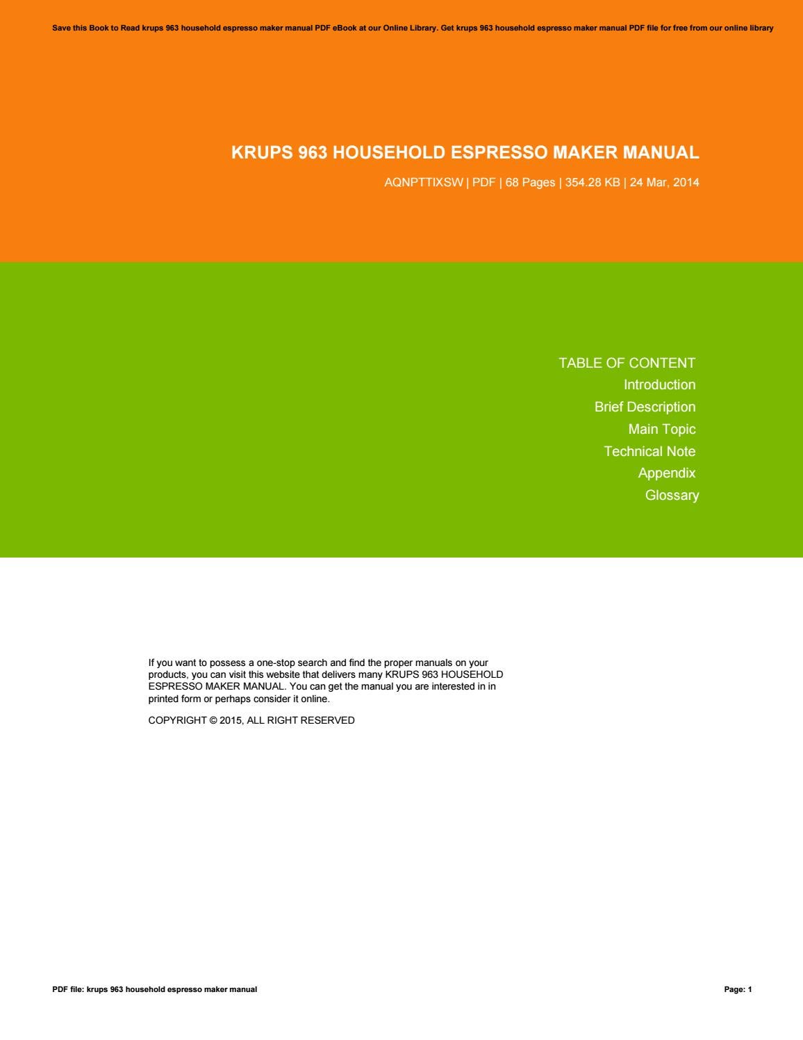 krups 963 manual