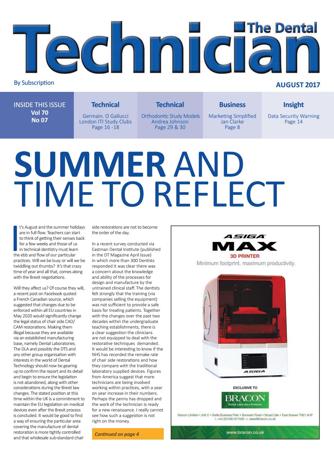 The Dental Technician Magazine August 2017 Issue Online by The Dental Technician Magazine Issuu
