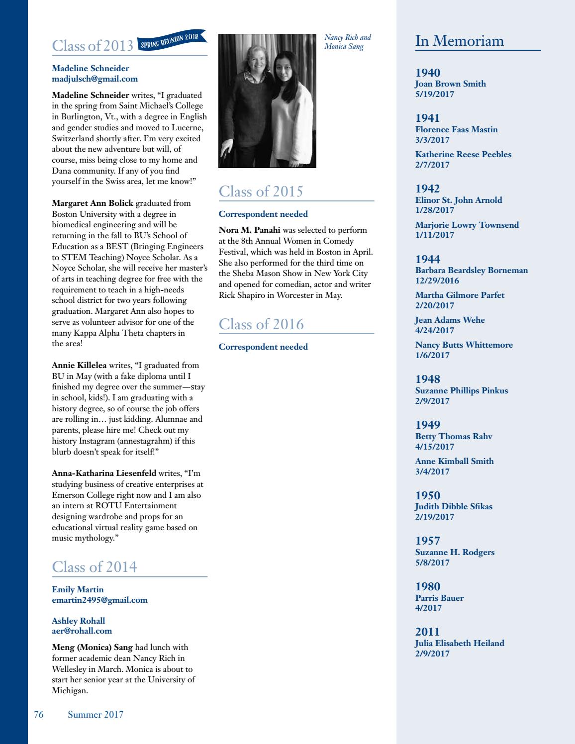 Dana Hall Bulletin Summer 17 By Liza Cohen Issuu