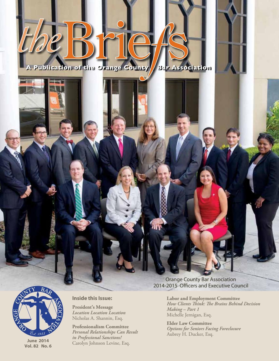 Orange County Bar Association The Briefs June 2014 by Orange Co Bar Association Orlando Issuu