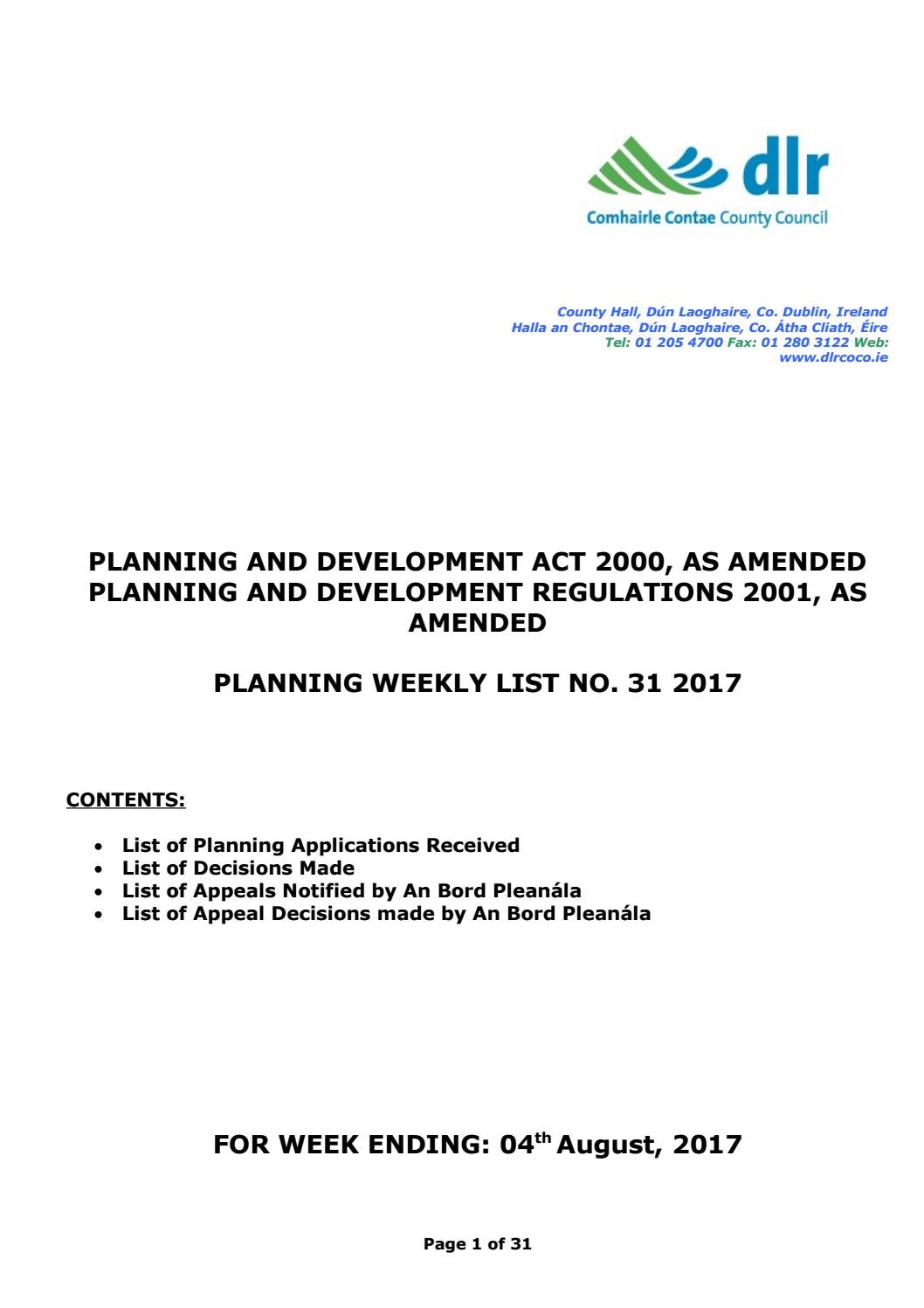 Dun Laoghaire Rathdown Planning Weekly List No 31 2017 By