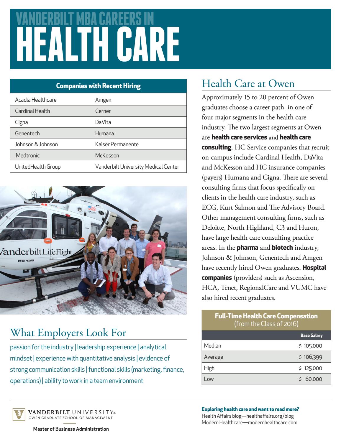 Vanderbilt MBA Careers in Healthcare by Vanderbilt Owen Graduate School