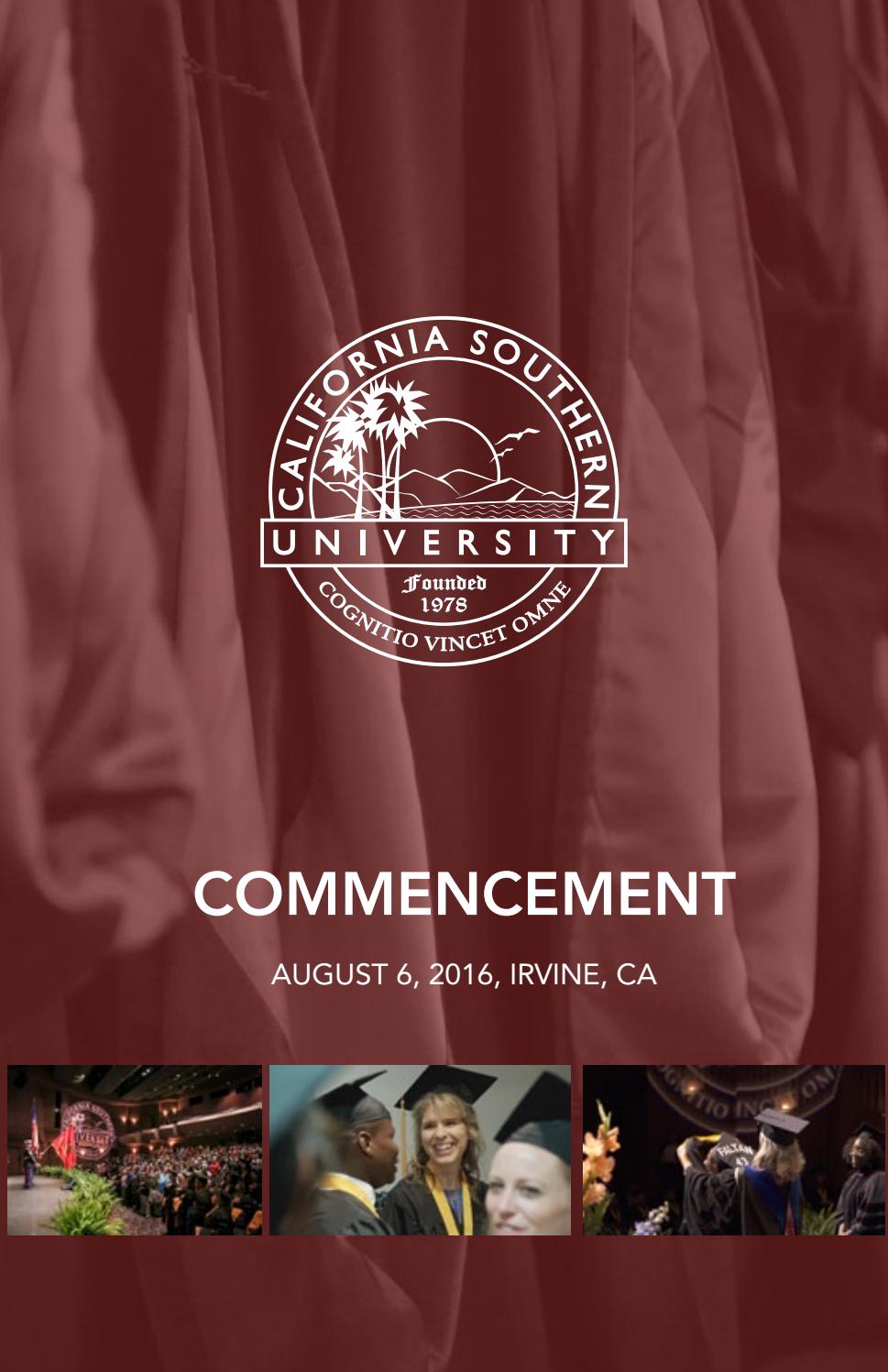 2016 CalSouthern Commencement Program by California Southern University ...