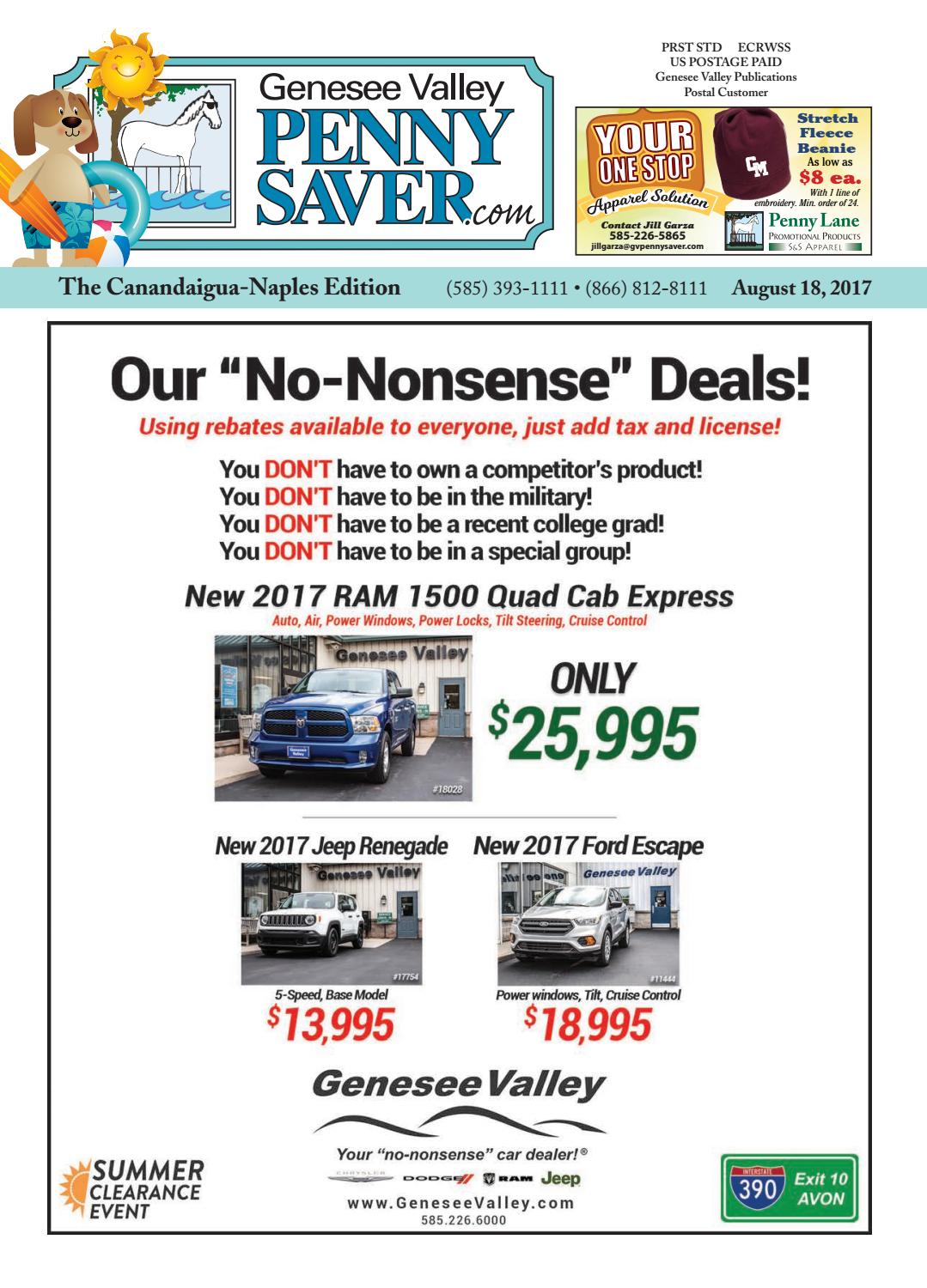 The Genesee Valley Penny Saver Canandaigua-Naples Edition 8/18/17 by Genesee Valley Publications - issuu