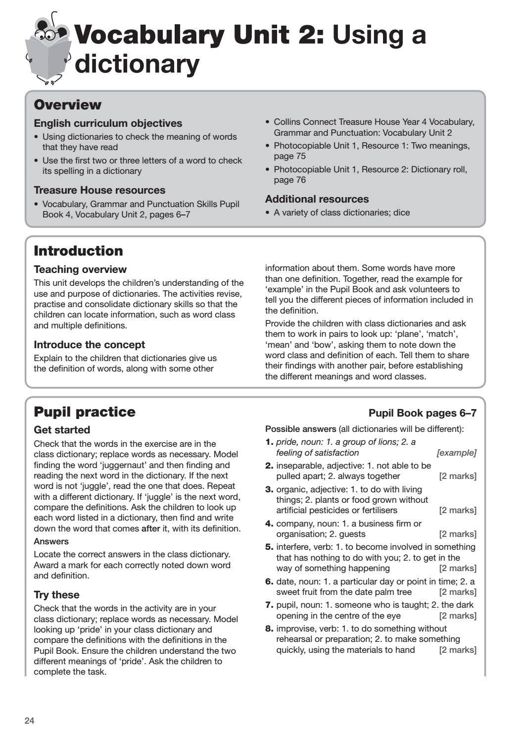 Treasure House - Vocabulary, Grammar and Punctuation Skills Teacher’s ...