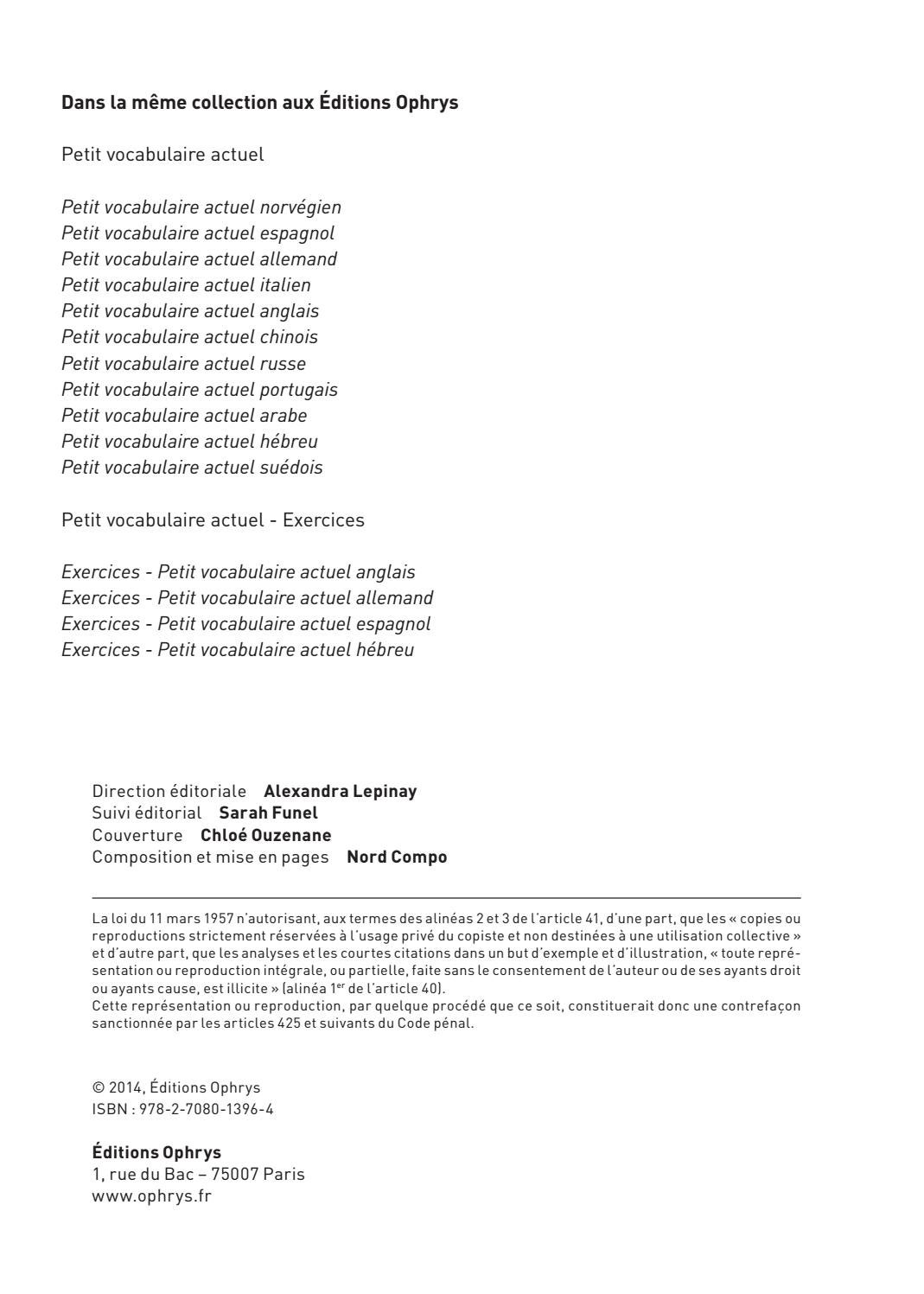 Petit Vocabulaire Actuel Exercices Suedois L Poggi Editions Ophrys By To Groupe Issuu
