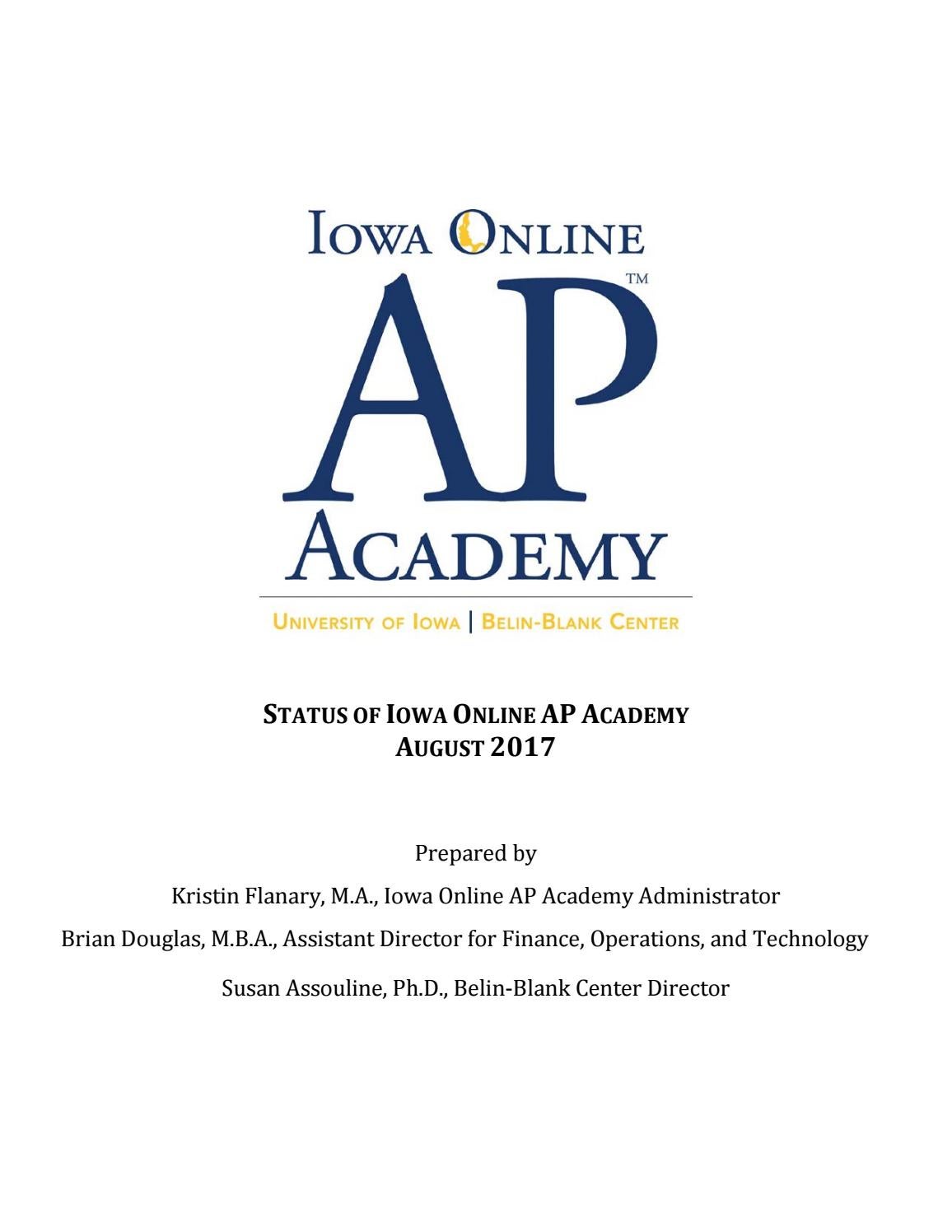 Iowa Online AP Academy Annual Report 20162017 by BelinBlank Issuu