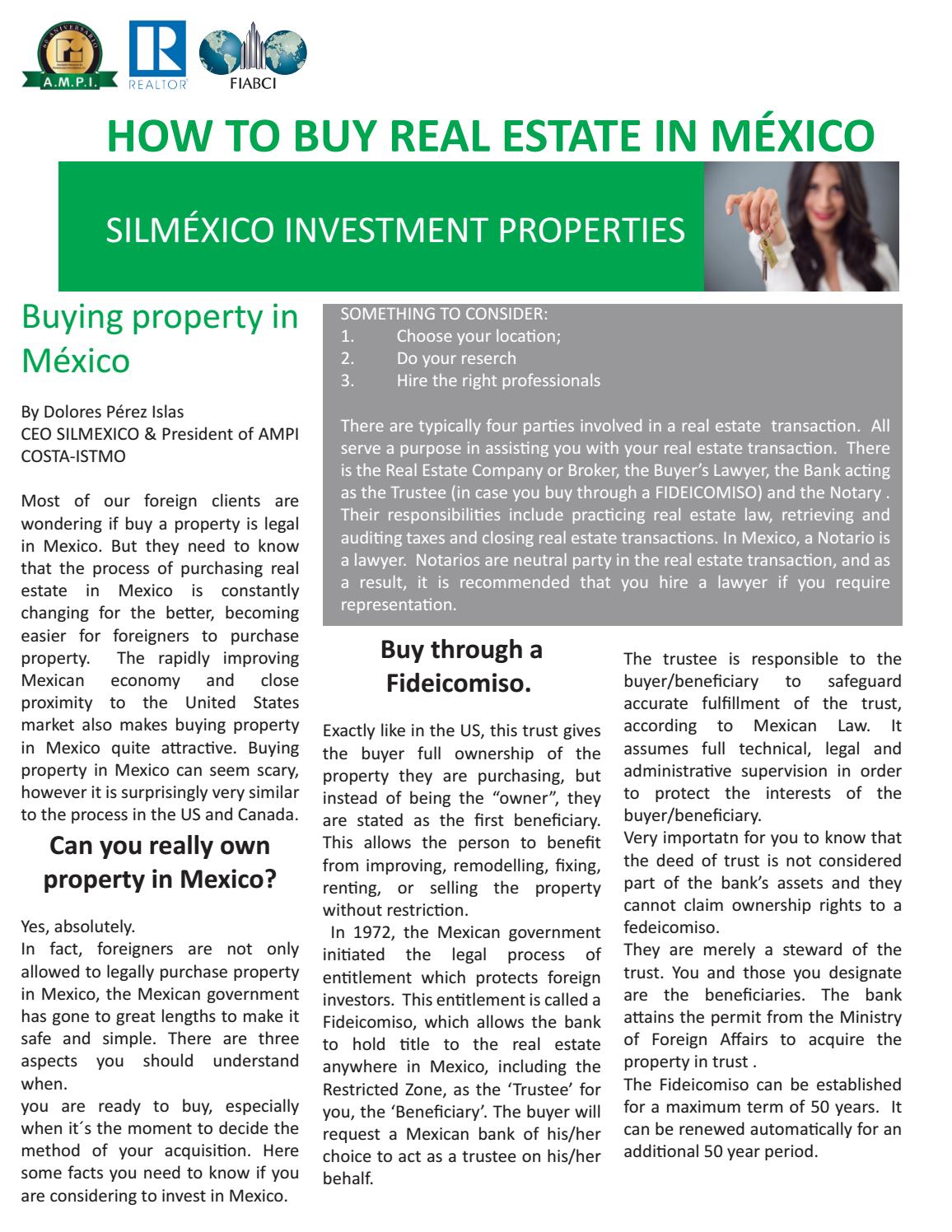 HOW TO BUY REAL ESTATE IN MÉXICO by SILMEXICO Issuu