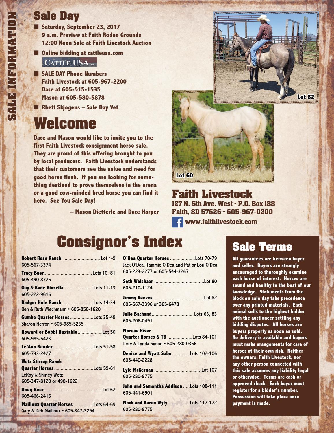 Faith Livestock 2017 Consignment Horse Sale by Moxie Marketing of the