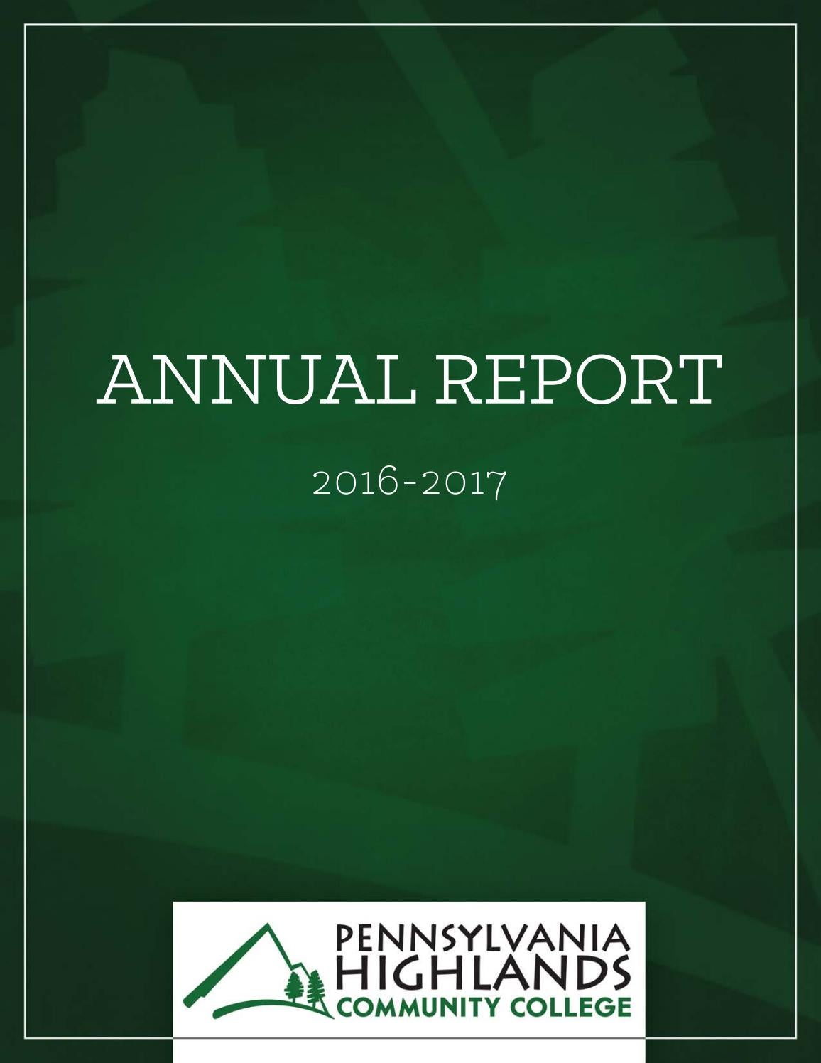 Annual Report 2016 2017 By Pennsylvania Highlands Community College