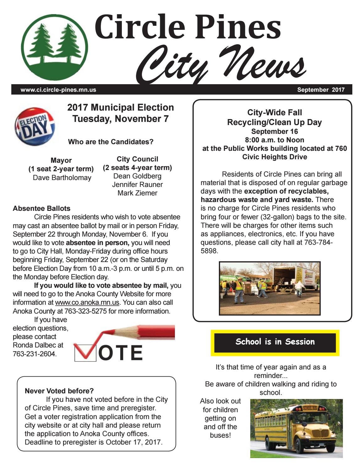 September 2017 City of Circle Pines Newsletter by City of Circle Pines