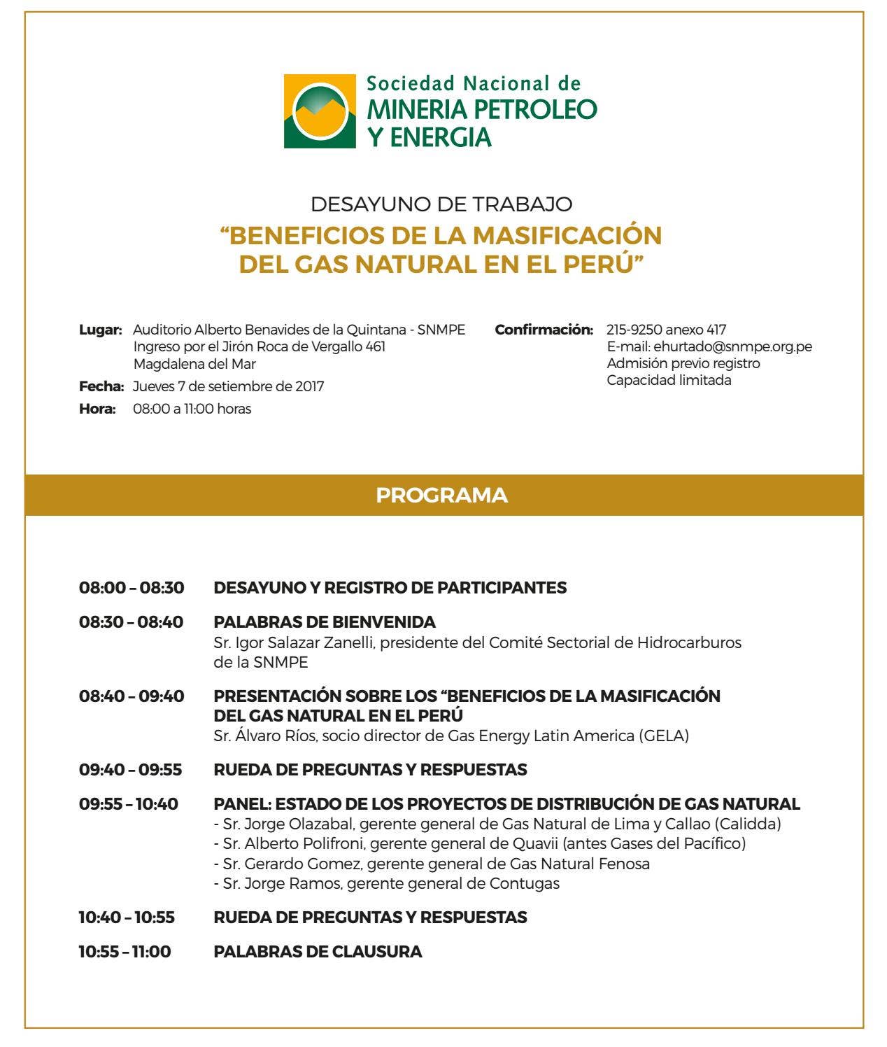 Beneficios de la masificación de gas en el Perú by Sociedad Nacional de ...