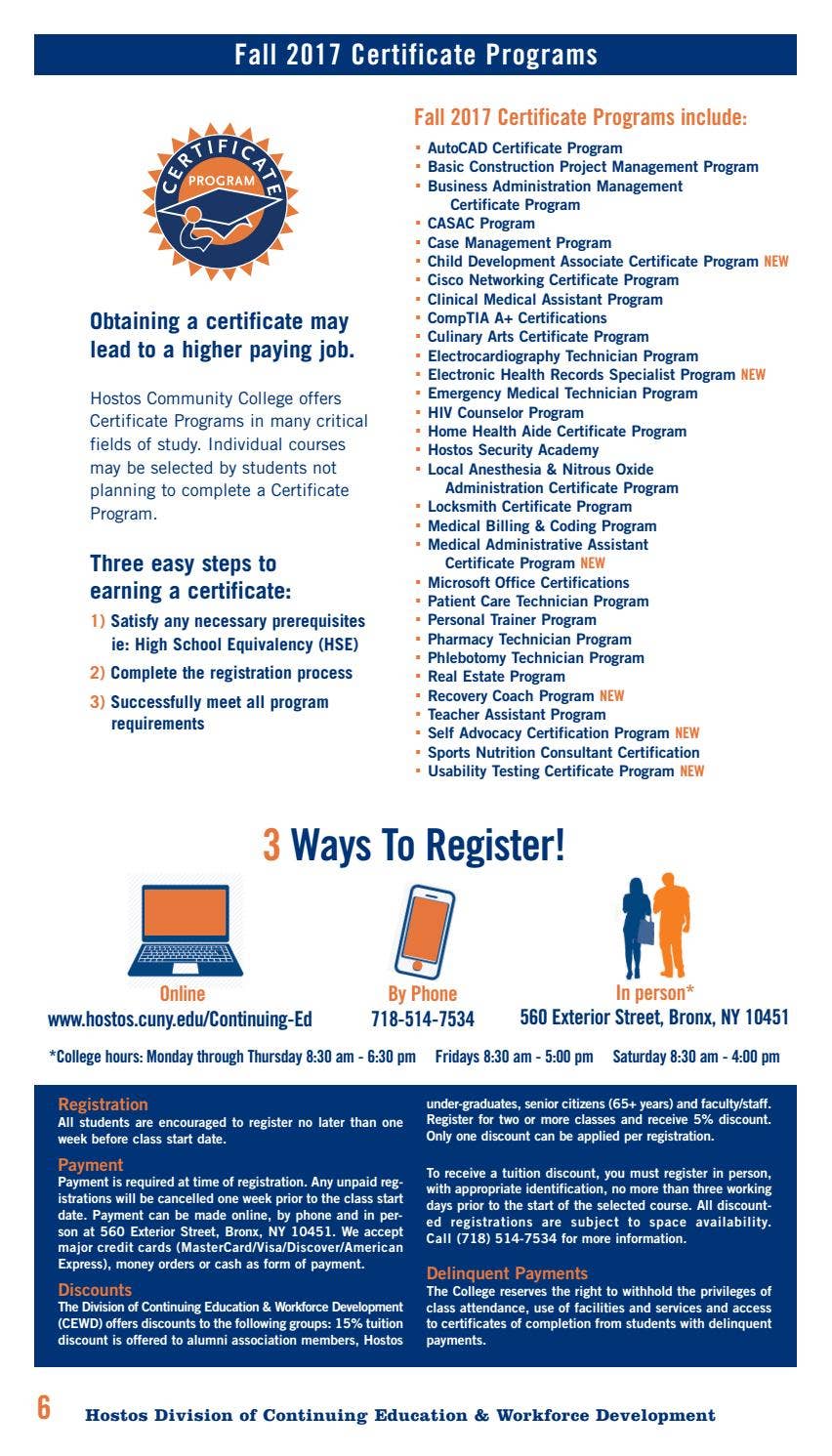Fall 2017 Continuing Education Catalog by Hostos Community College Issuu