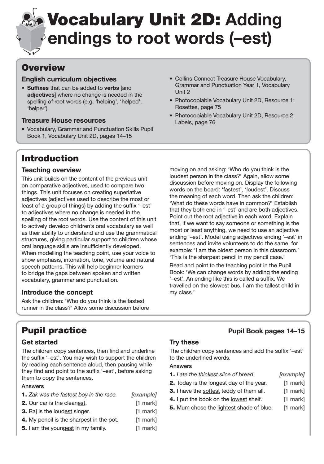 Treasure House Vocabulary, Grammar and Punctuation Sample Pack by ...
