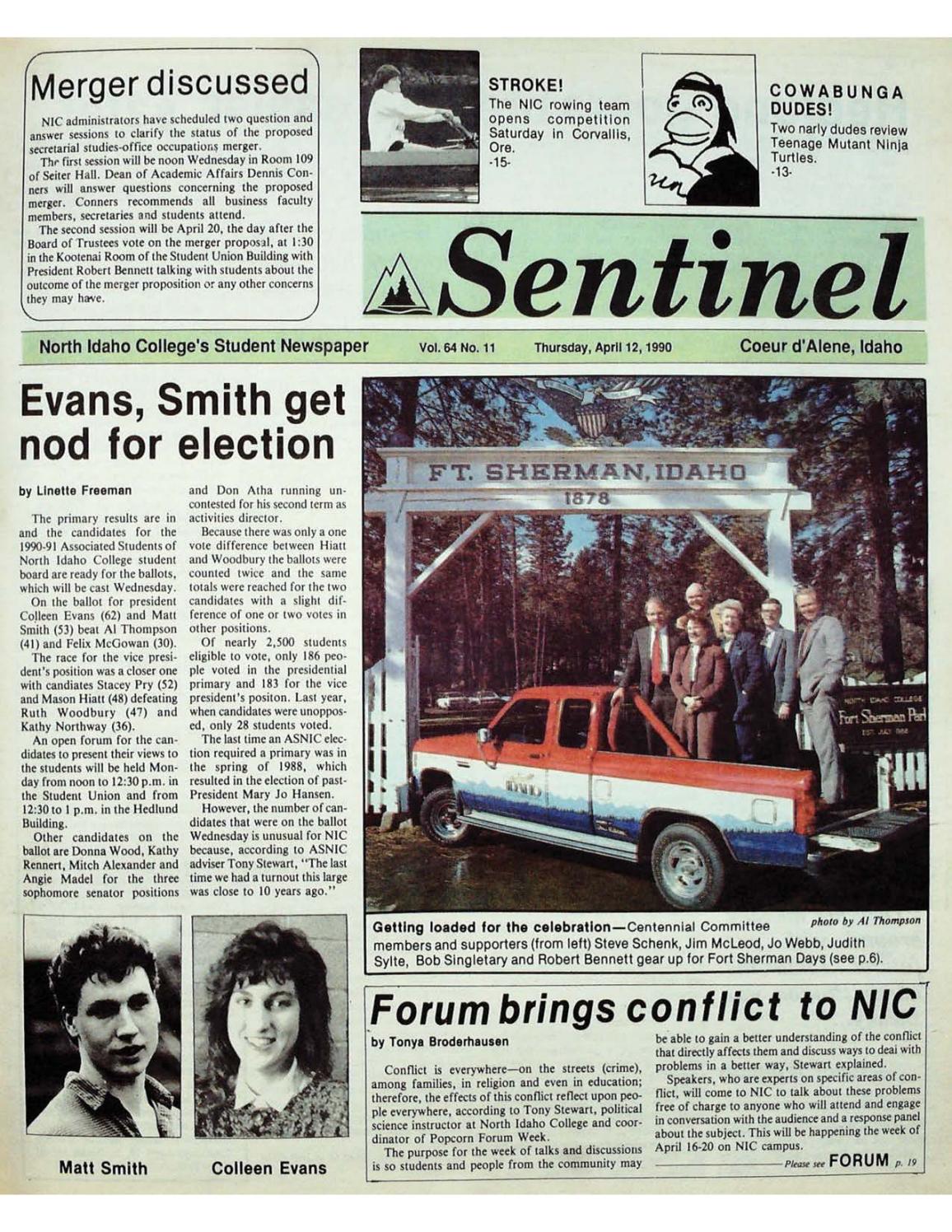 The North Idaho College Sentinel Vol 64 No 11, Apr 12, 1990 by Molstead ...