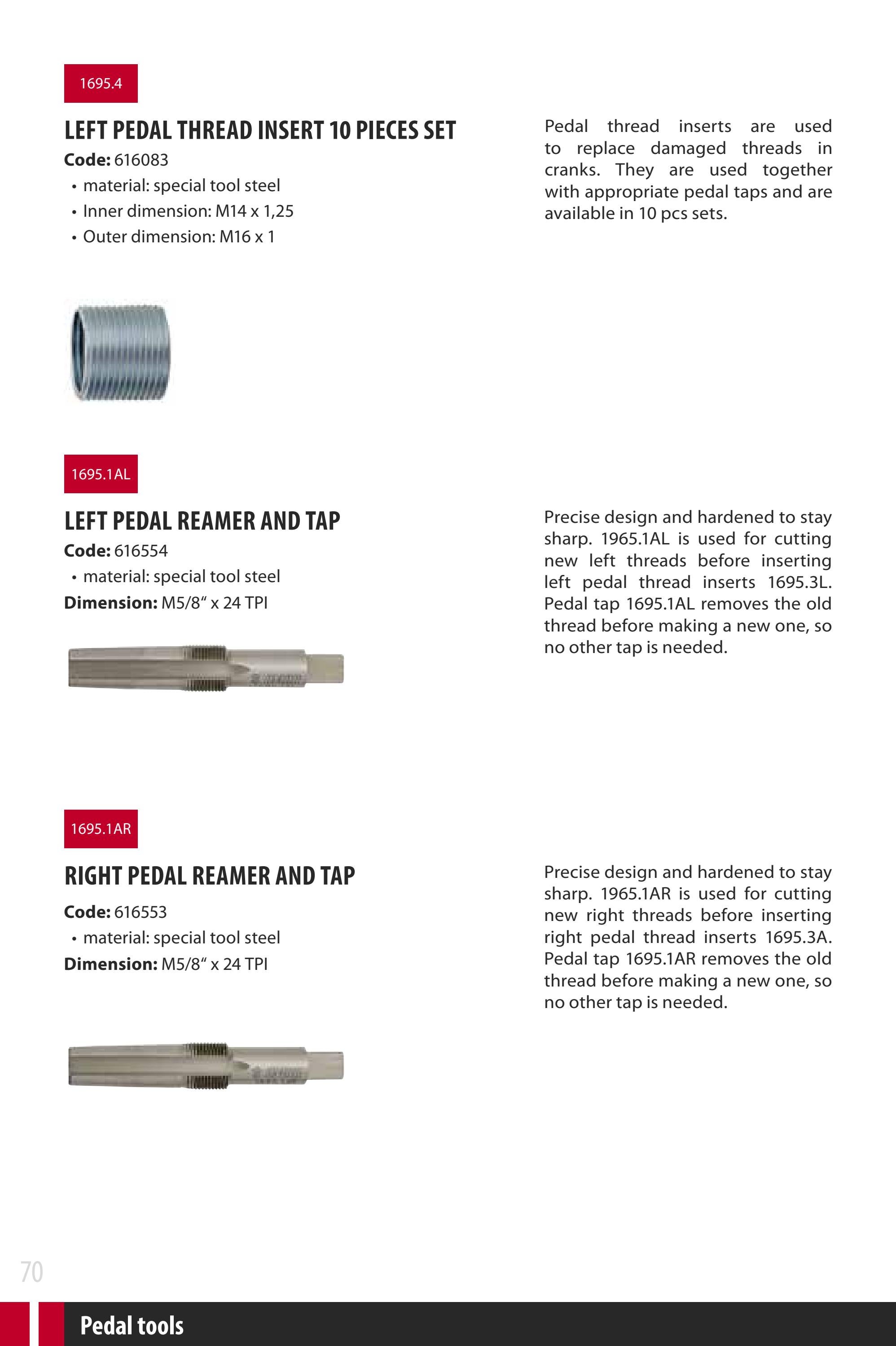 Unior Proprietary Left Reaming Pedal Tap for Pedal Thread Inserts