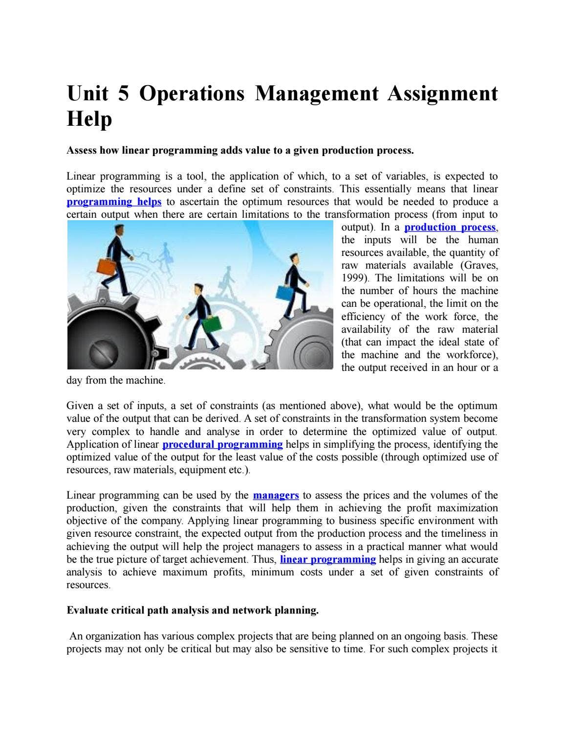 Unit 5 operations management assignment - onlineassignmenthelp.com.au ...