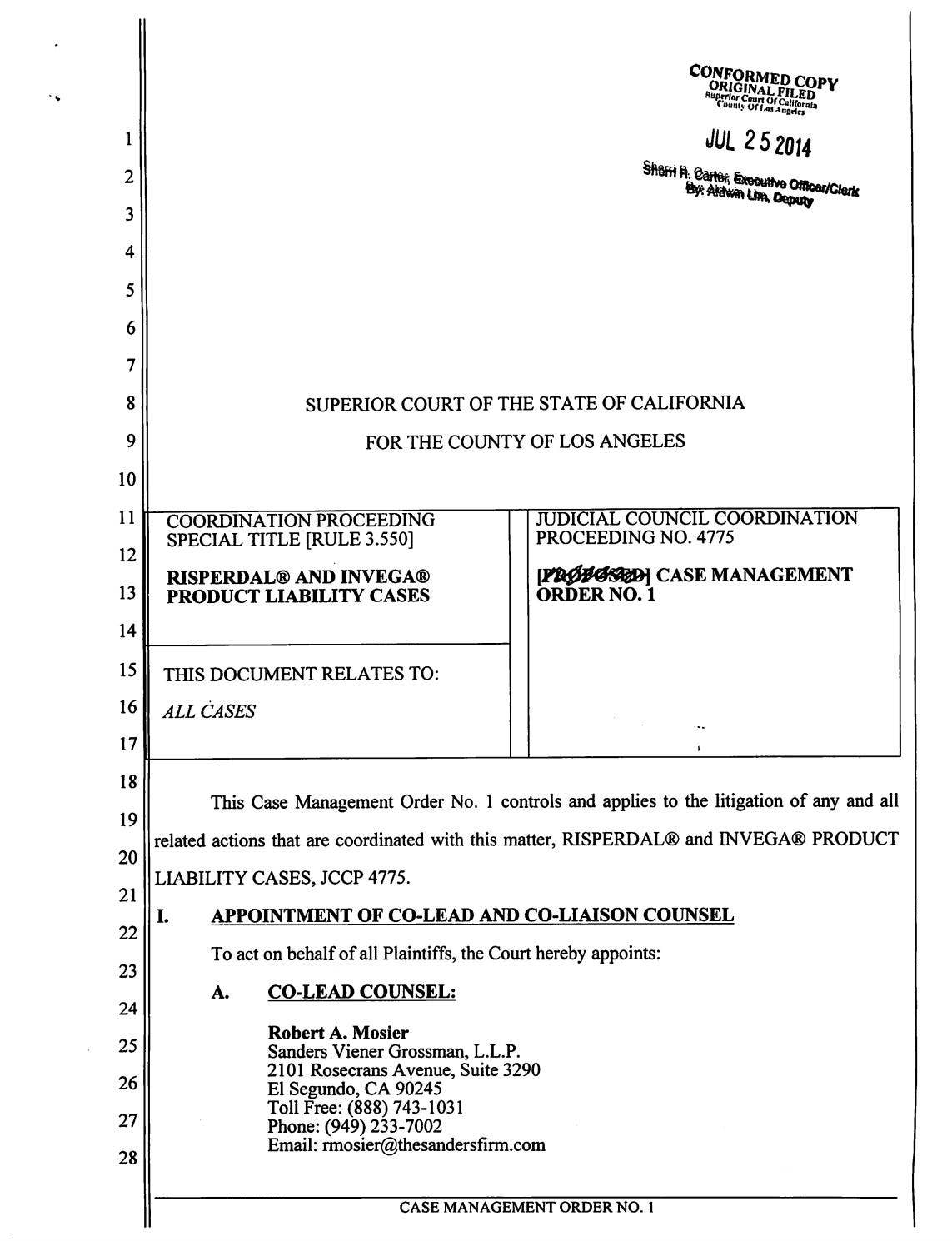 Case Management Order No. 1 by JCCP Documents - Issuu