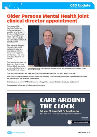 Canterbury DHB CEO Update Monday 25 September 2017 by Te Whatu Ora ...