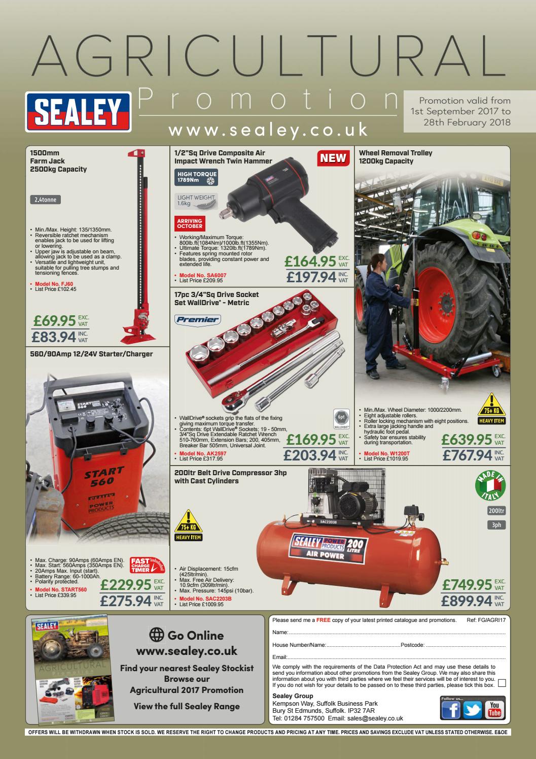 Sealey FJ60 1500mm Farm Jack 2500kg Capacity