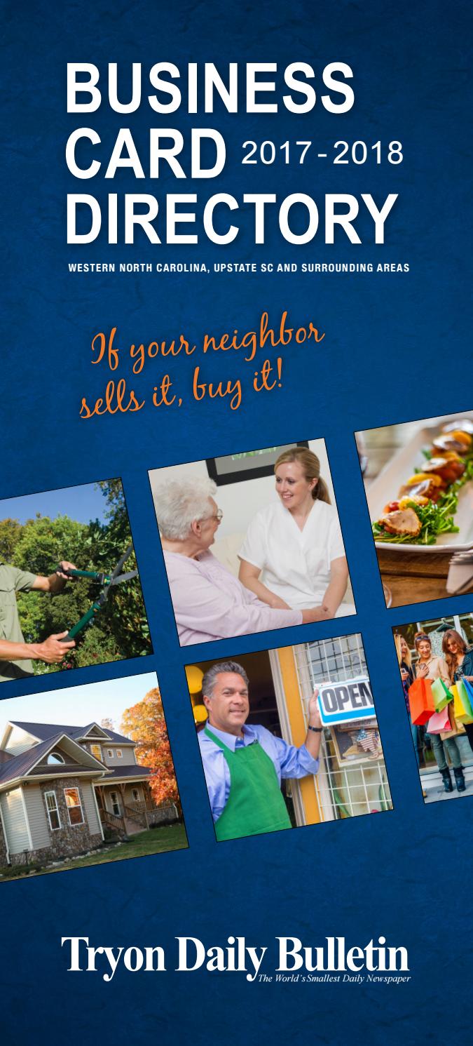 20172018 Business Card Directory, Tryon Newsmedia, Tryon Daily