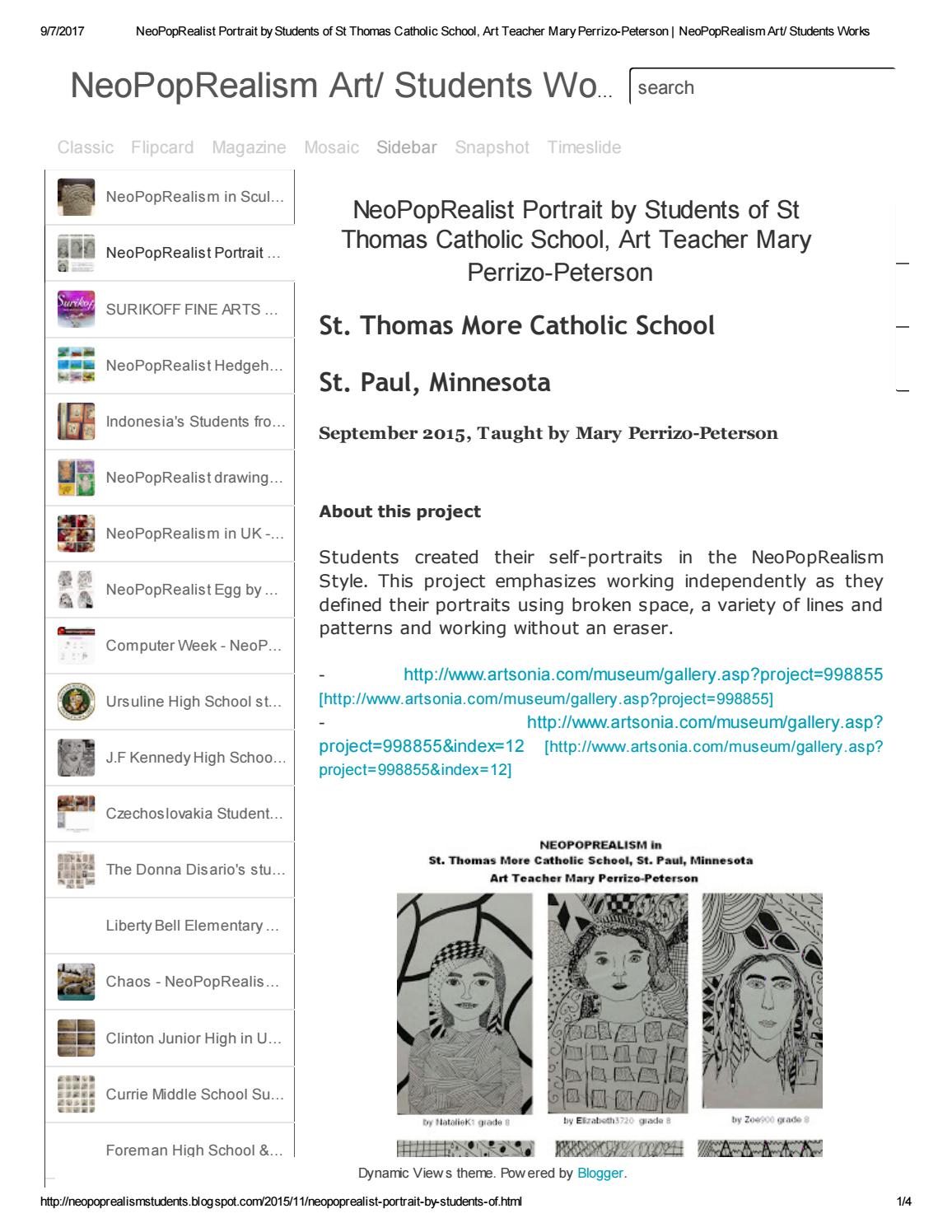 Neopoprealist Portraits by Students of St Thomas Catholic School by