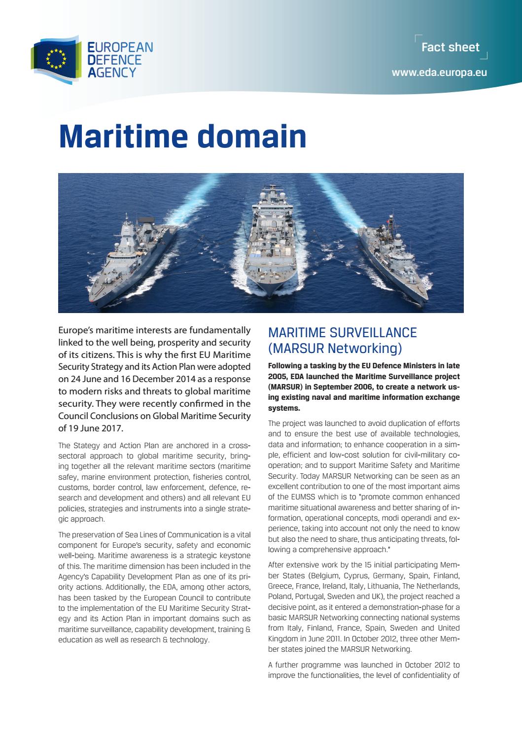 Factsheet Maritime domain by European Defence Agency Issuu